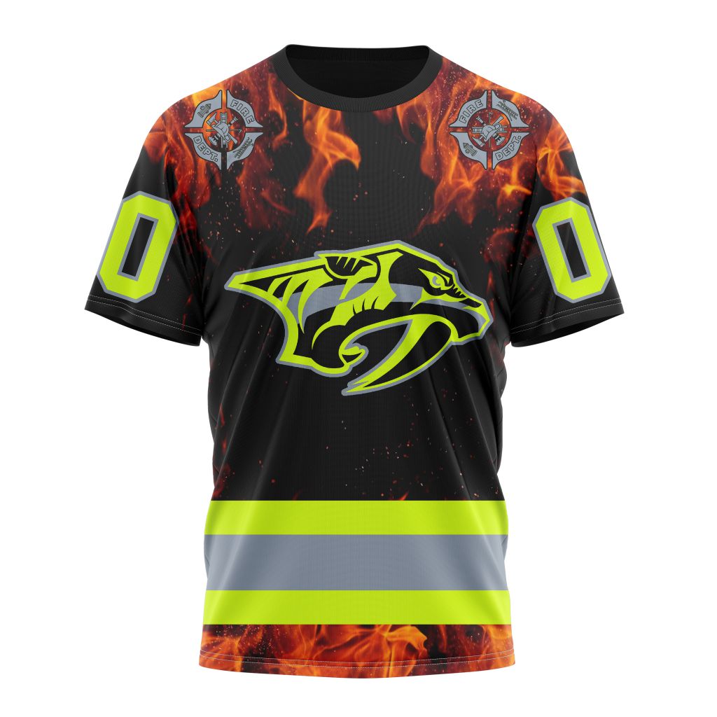 Buildercar - Nashville Predators Honoring Firefighters 01 Personalized Name And Number T-Shirt