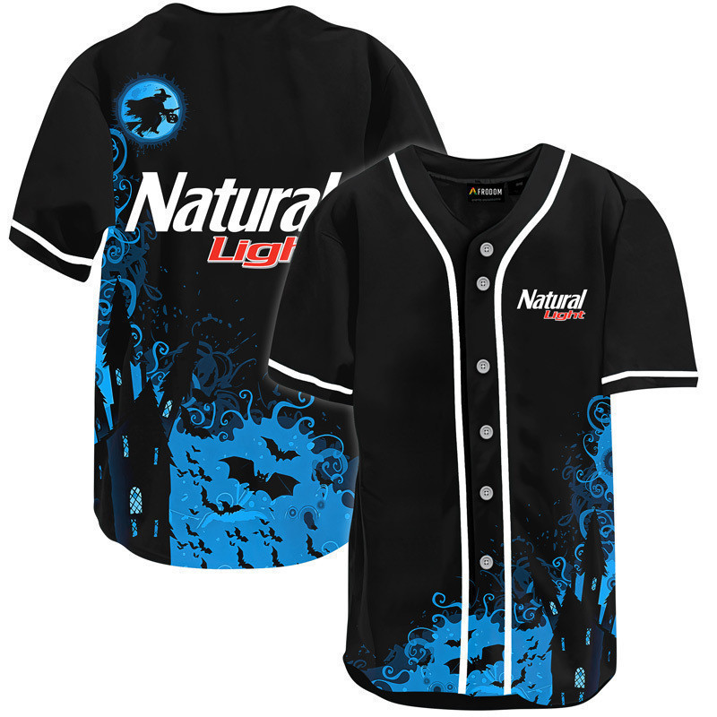 Buildercar - Natural Light Black Halloween Witch Baseball Jersey