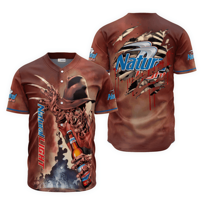 Buildercar - Natural Light Halloween Freddy Krueger Baseball Jersey