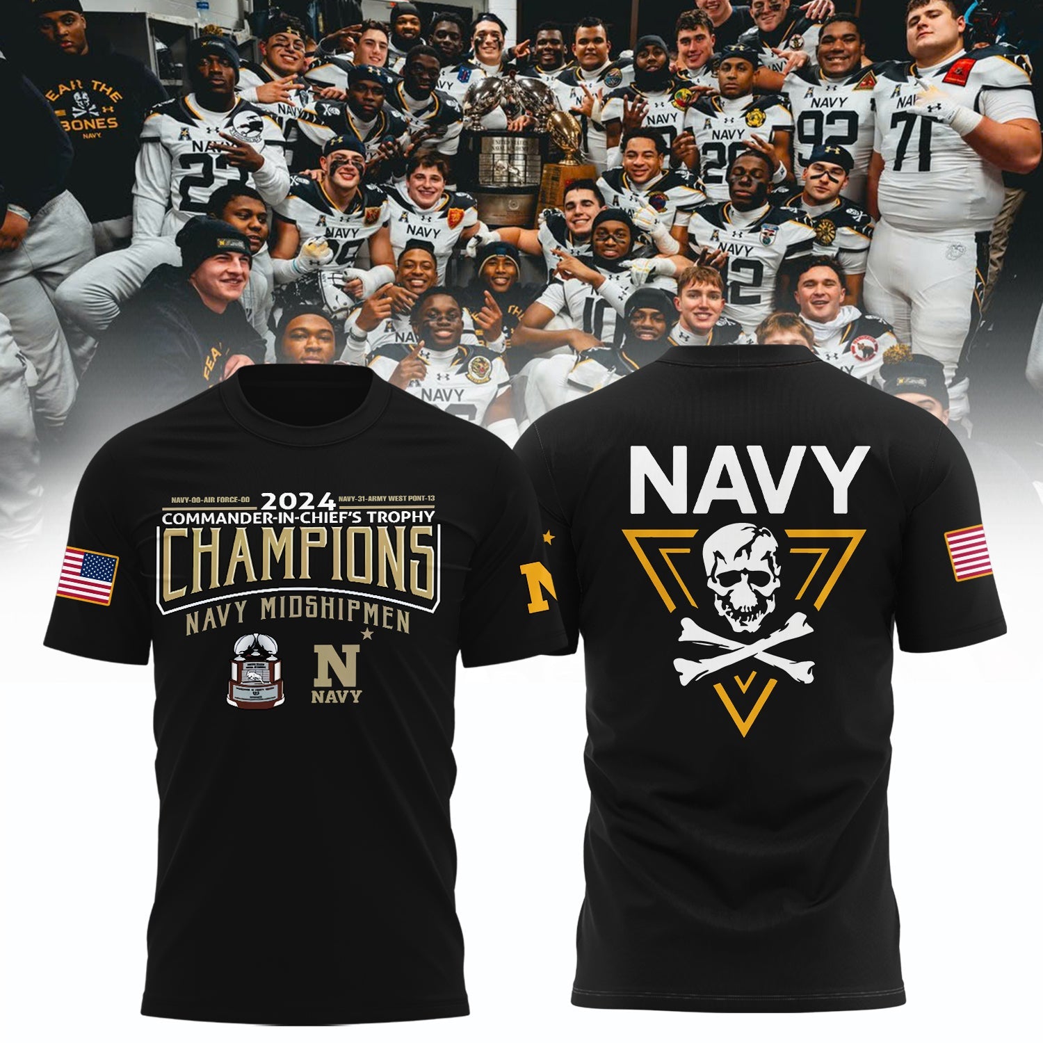 Buildercar - Navy Midshipmen C.I.C Trophy Champions Black T-Shirt Hoodie Suit