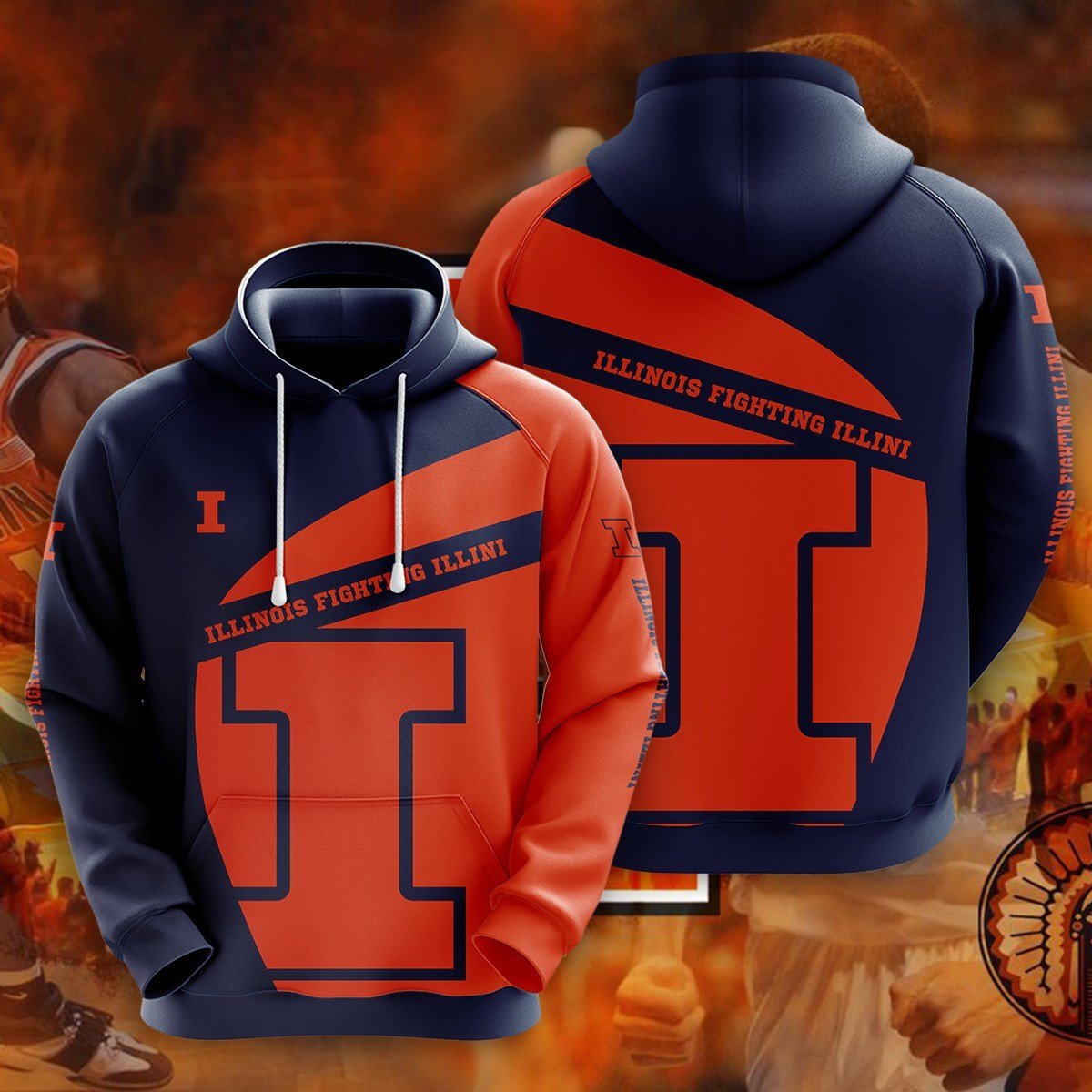 Buildercar - NCAA Illinois Fighting Illini 3D Hoodie