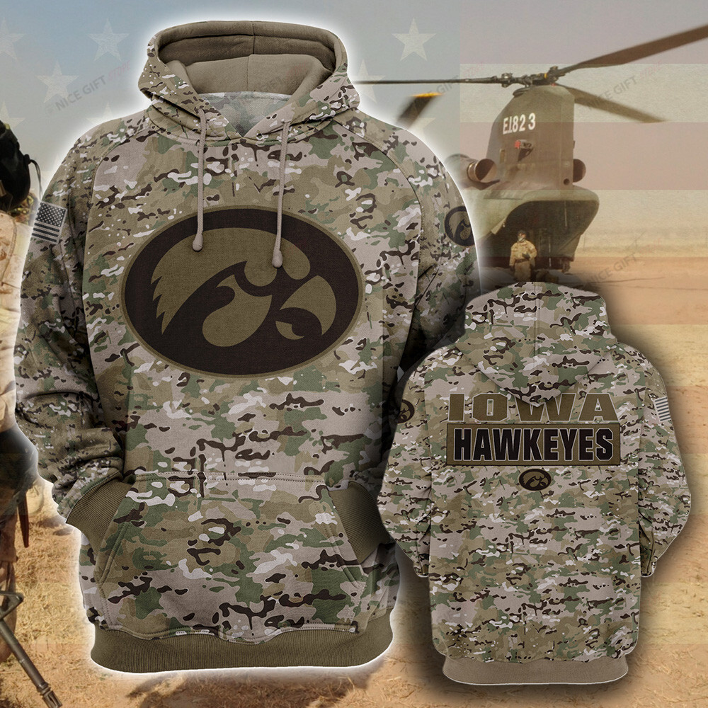 Buildercar - NCAA Iowa Hawkeyes Camouflage 3D Hoodie MTD2T2