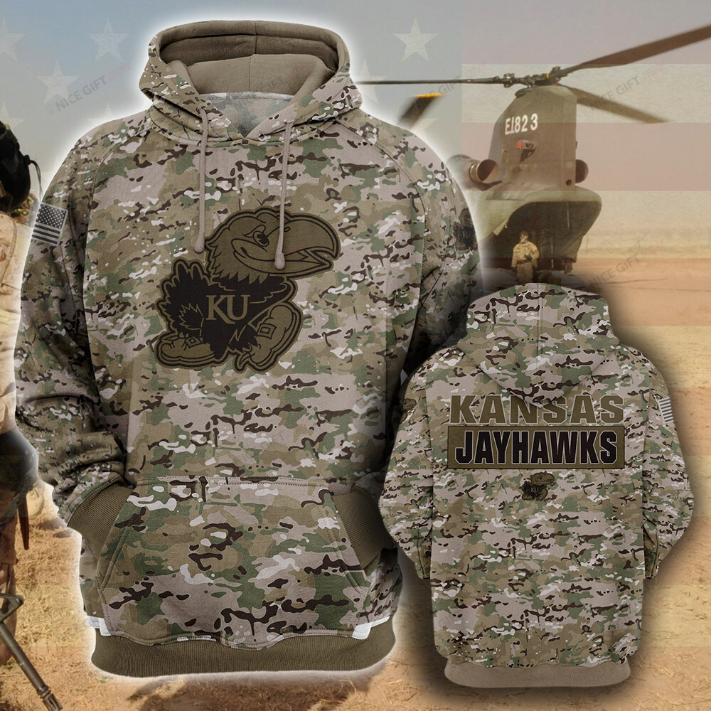 Buildercar - NCAA Kansas Jayhawks Camouflage 3D Hoodie MTD2T2