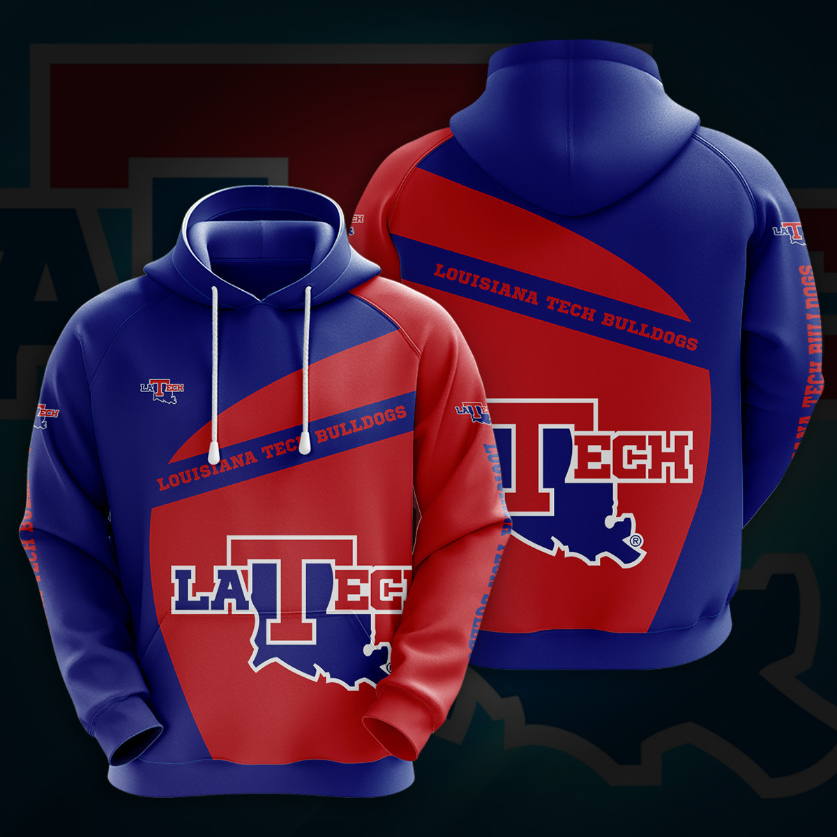 Buildercar - NCAA Louisiana Tech Bulldogs 3D Hoodie