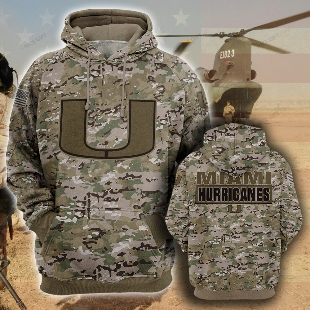Buildercar - NCAA Miami Hurricanes Camouflage 3D Hoodie MTD2T2