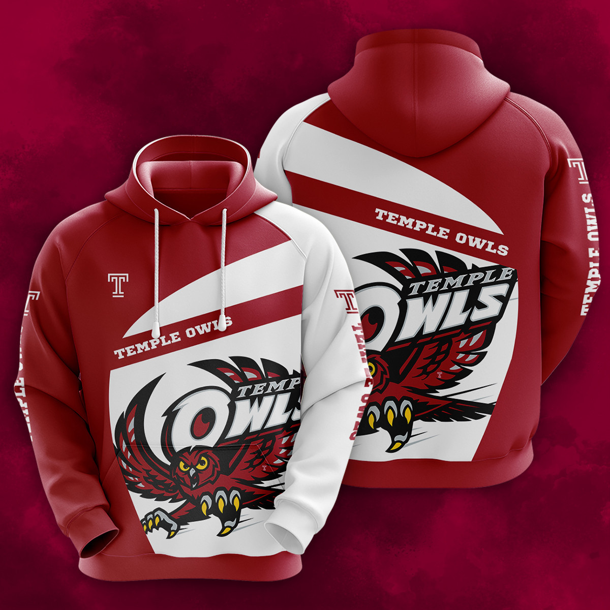 Buildercar - NCAA Temple Owls 3D Hoodie