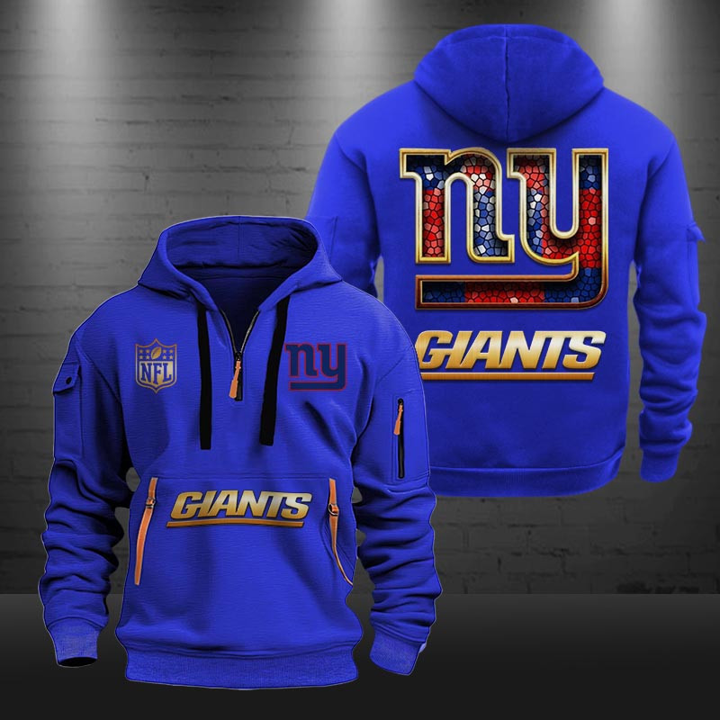 Buildercar - New York Giants Golden Logo NFL Quarter Zip Hoodie