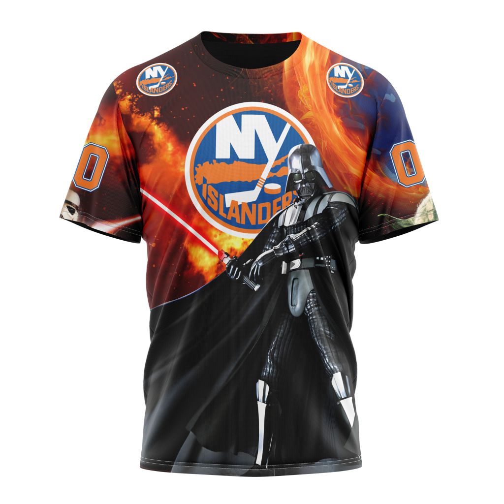 Buildercar - New York Islanders Design feat Star War Personalized Name And Number T-Shirt