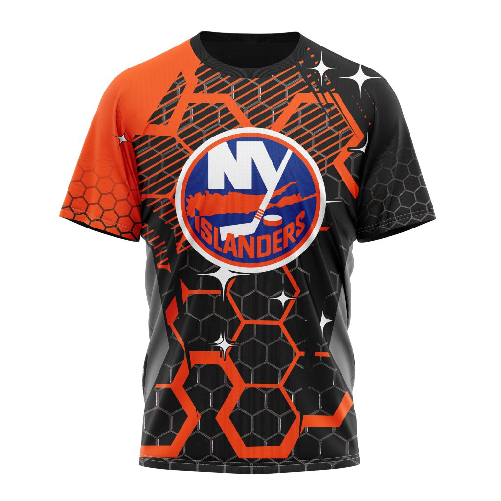 Buildercar - New York Islanders Design With MotoCross Syle Personalized Name And Number T-Shirt