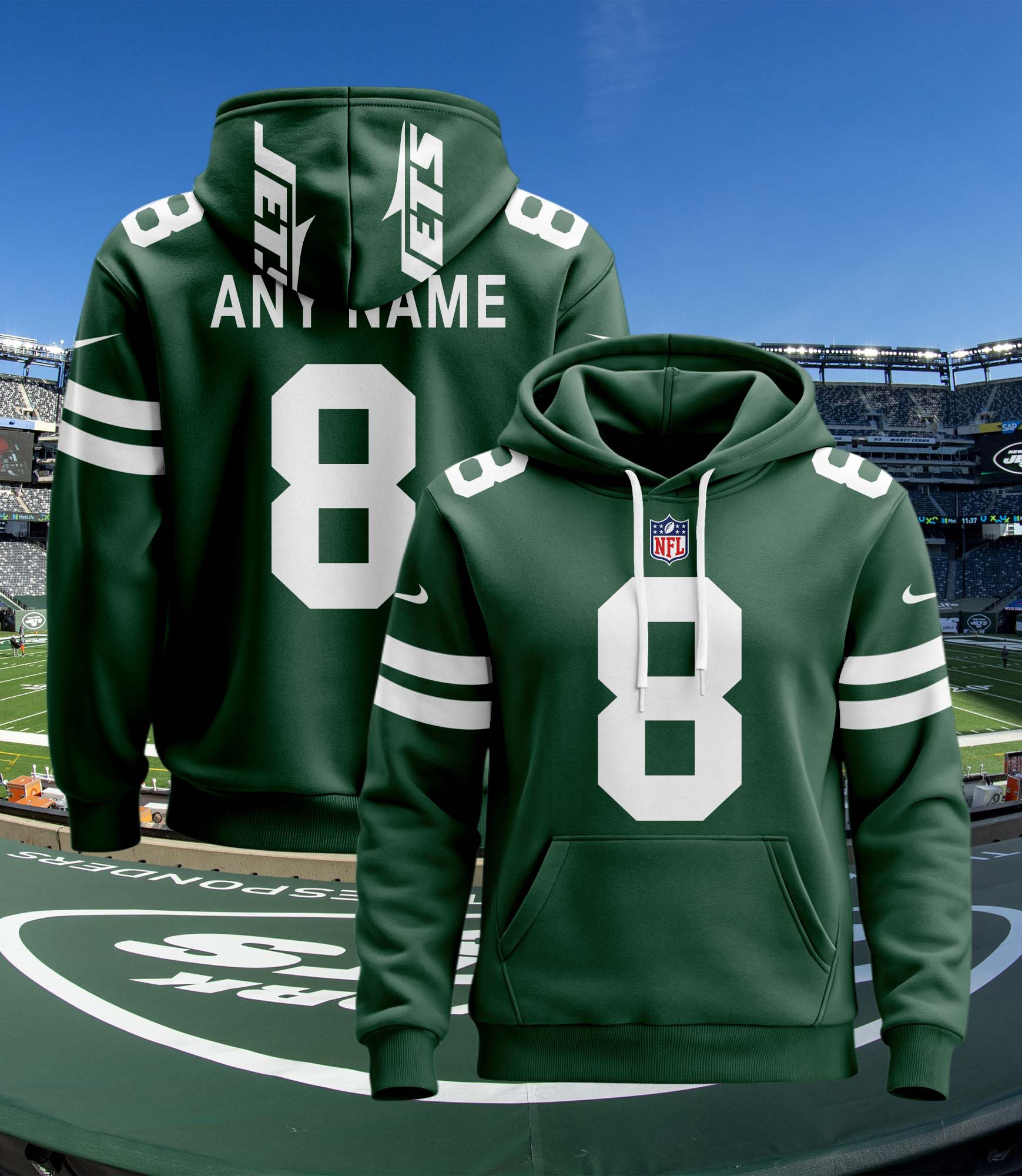 Buildercar - New York Jets Personalized Name And Number NFL 3D Hoodie Style 4