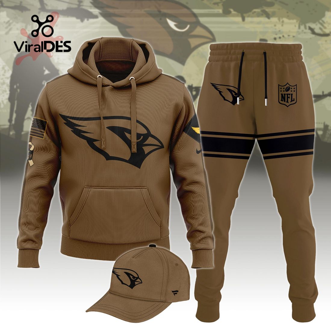Buildercar - NFL Arizona Cardinals Basic Brown Sport Hoodie Sweatpant Tracksuit (Non Cap)