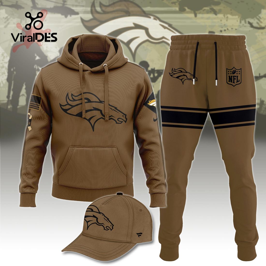 Buildercar - NFL Denver Broncos Basic Brown Sport Hoodie Sweatpant Tracksuit (Non Cap)