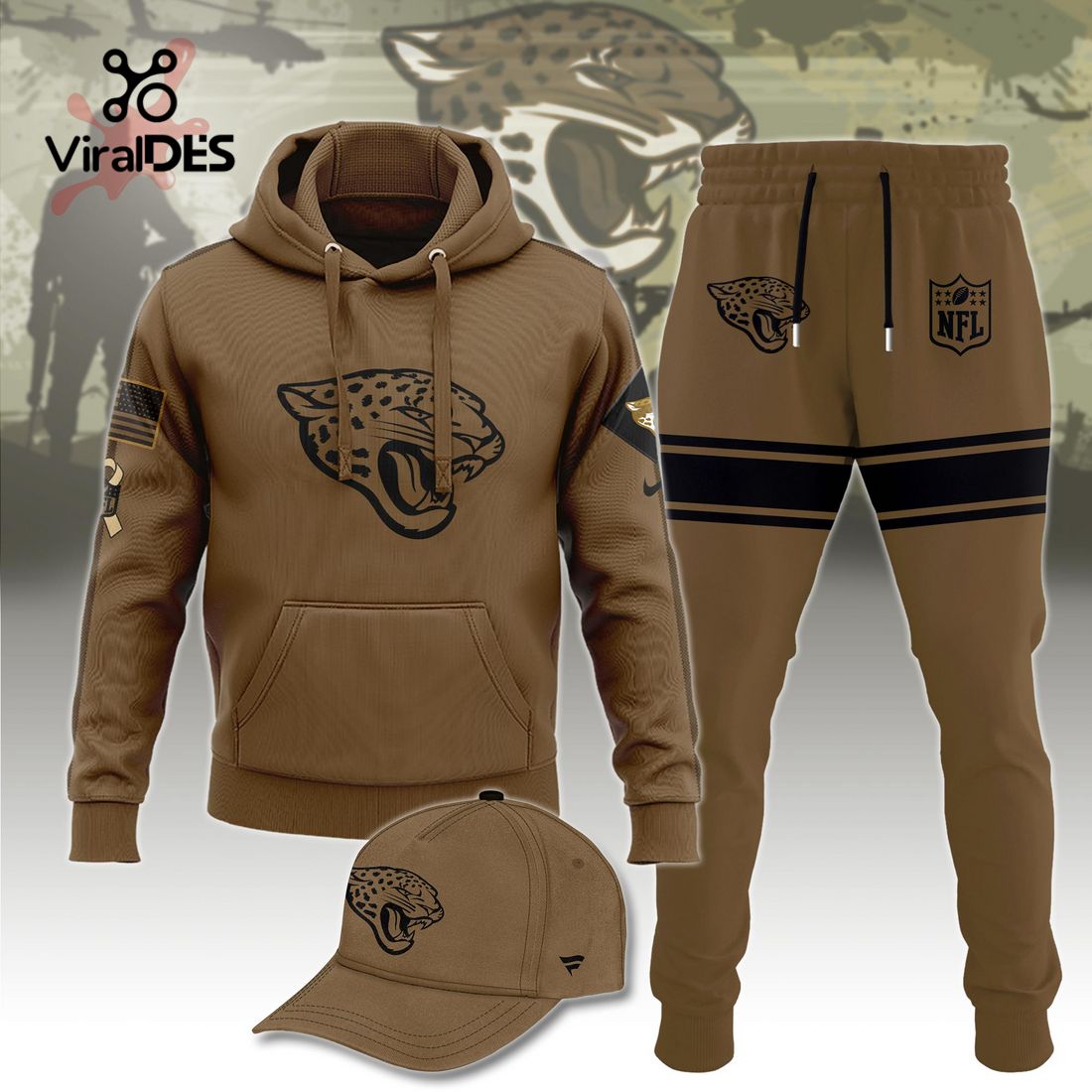 Buildercar - NFL Jacksonville Jaguars Basic Brown Sport Hoodie Sweatpant Tracksuit (Non Cap)