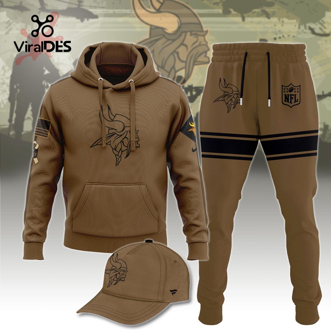 Buildercar - NFL Minnesota Vikings Basic Brown Sport Hoodie Sweatpant Tracksuit (Non Cap)