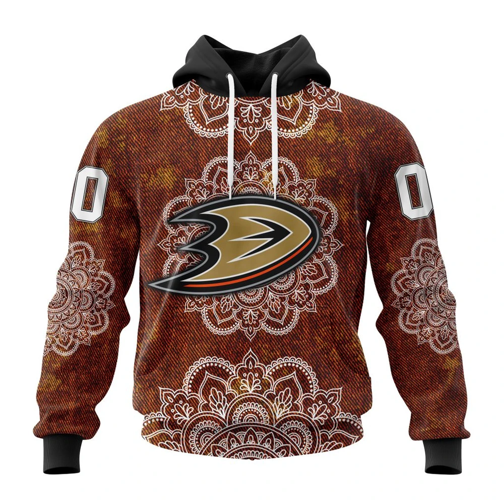 Buildercar - NHL Anaheim Ducks Mandala Custom Name and Number Hoodie