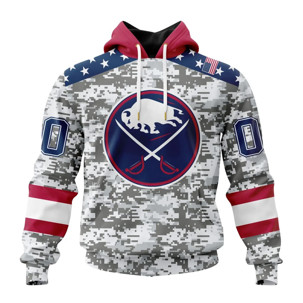 Buildercar - NHL Buffalo Sabres Awesome Camo Design For Veterans Day Custom Name and Number Hoodie Style 197