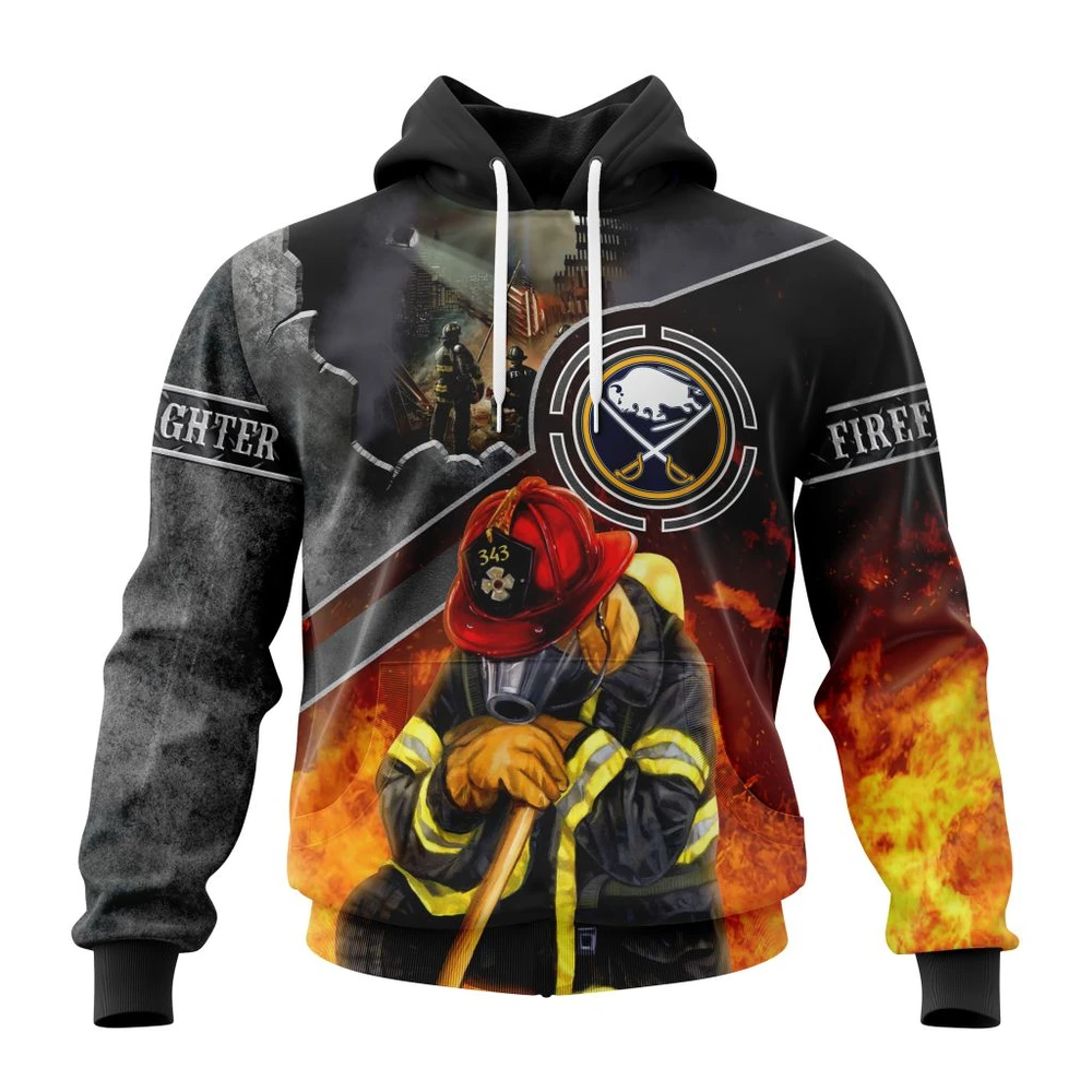 Buildercar - NHL Buffalo Sabres Kits To Honor Firefighter In Patriot Day We Will Never Forget Custom Name and Number Hoodie