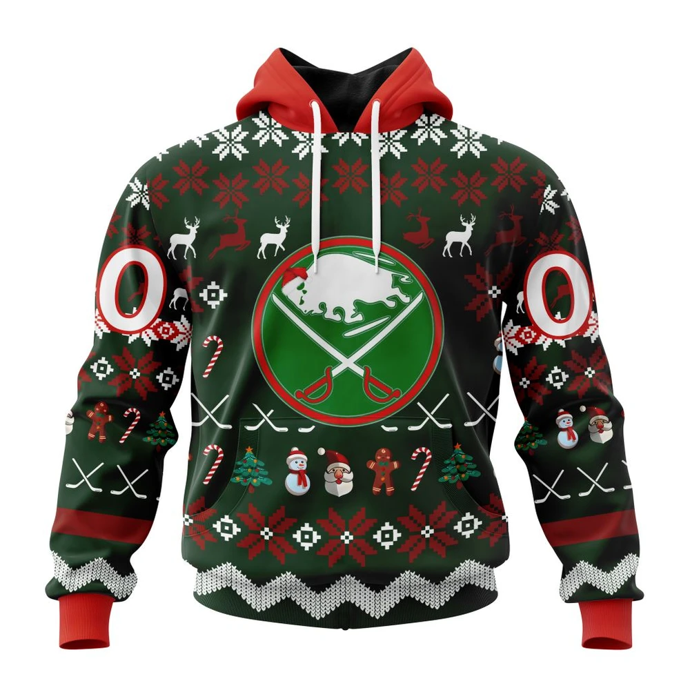 Buildercar - NHL Buffalo Sabres Unisex Christmas Is Coming Custom Name and Number Hoodie Style 225