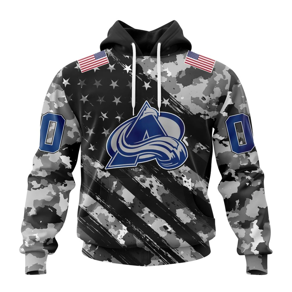 Buildercar - NHL Colorado Avalanche Awesome Camo Military Design Custom Name and Number Hoodie