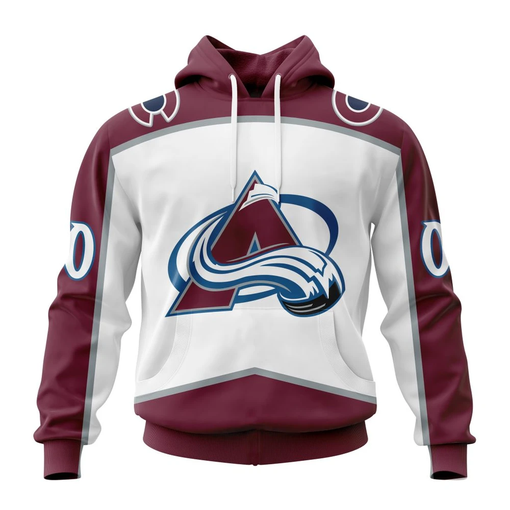 Buildercar - NHL Colorado Avalanche Personalized Away Kits Custom Name and Number Hoodie