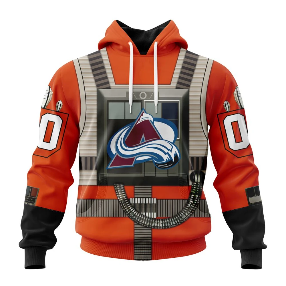 Buildercar - NHL Colorado Avalanche Star Wars Rebel Pilot Design Custom Name and Number Hoodie