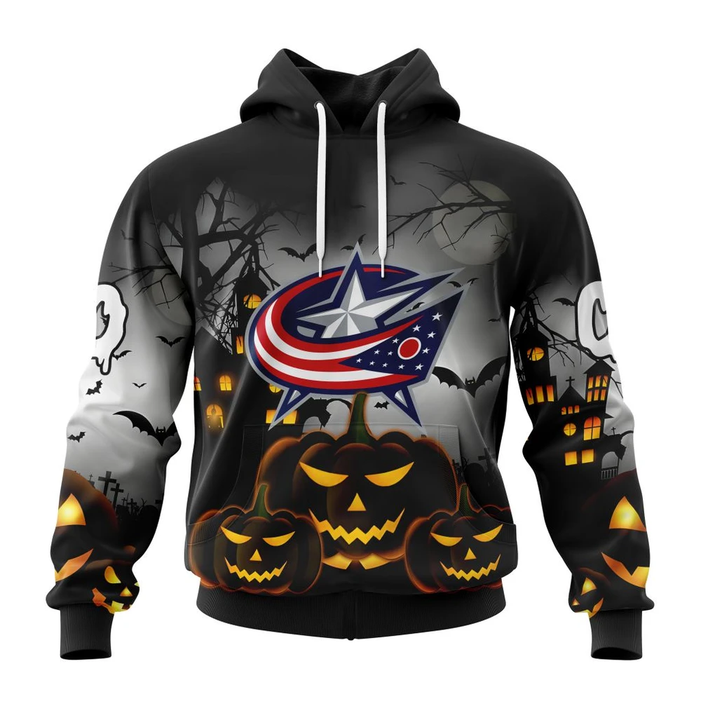 Buildercar - NHL Columbus Blue Jackets Awesome Design For Halloween Custom Name and Number Hoodie
