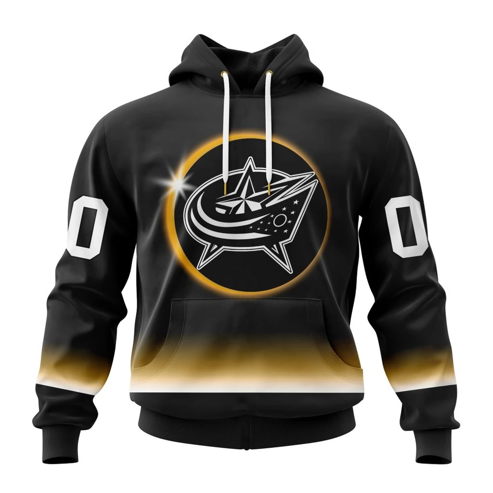 Buildercar - NHL Columbus Blue Jackets Awesome Eclipse Design Custom Name and Number Hoodie
