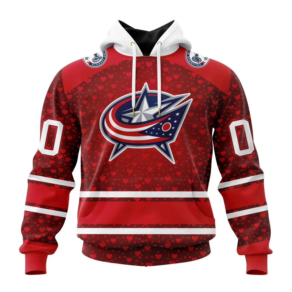 Buildercar - NHL Columbus Blue Jackets Awesome Gift For Valentines Day Custom Name and Number Hoodie Style 320