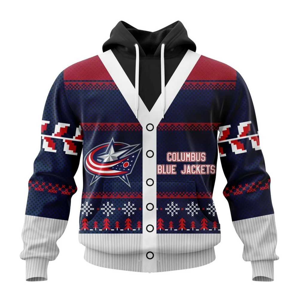 Buildercar - NHL Columbus Blue Jackets Chrismas Season Custom Name and Number Hoodie
