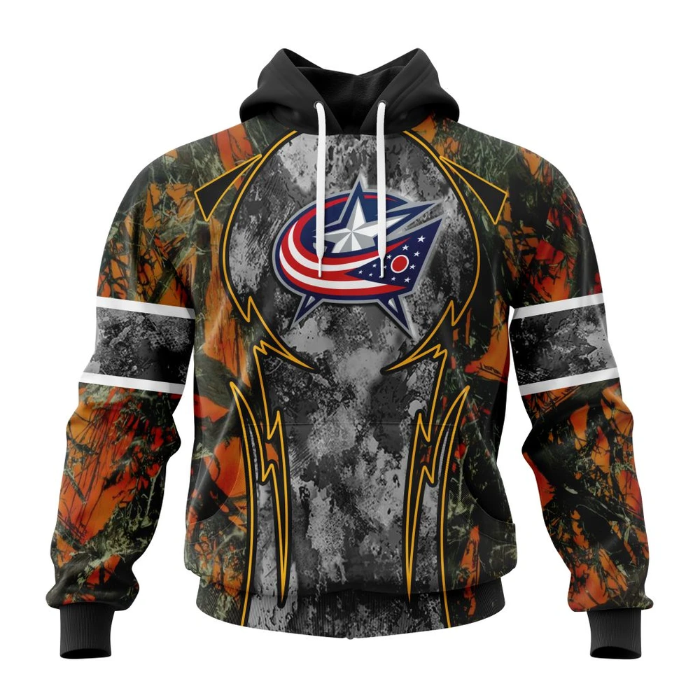Buildercar - NHL Columbus Blue Jackets Design Wih Camo Concepts For Hungting In Forest Hoodie