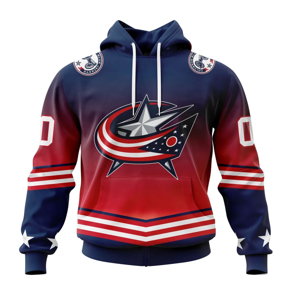 Buildercar - NHL Columbus Blue Jackets Personalize Gradient Series Concept Custom Name and Number Hoodie
