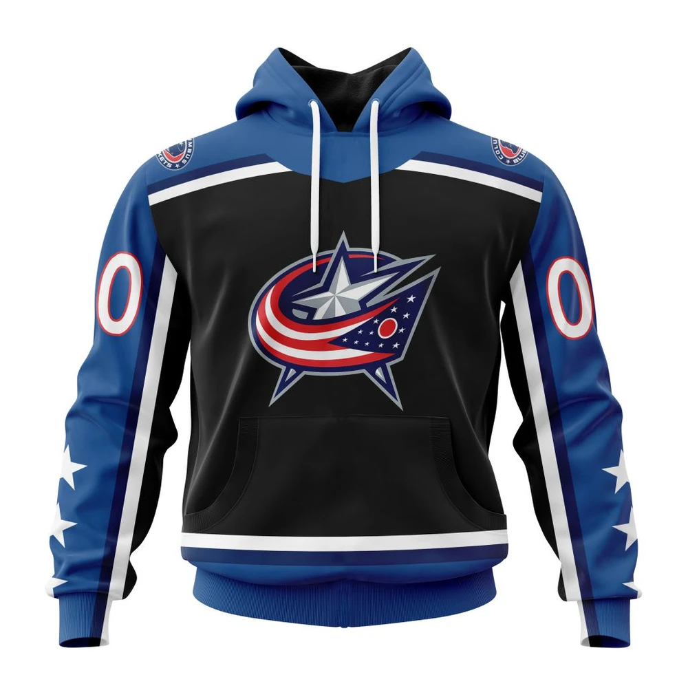 Buildercar - NHL Columbus Blue Jackets Reverse Retro Kits Custom Name and Number Hoodie