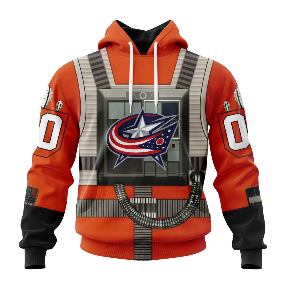Buildercar - NHL Columbus Blue Jackets Star Wars Rebel Pilot Design Custom Name and Number Hoodie