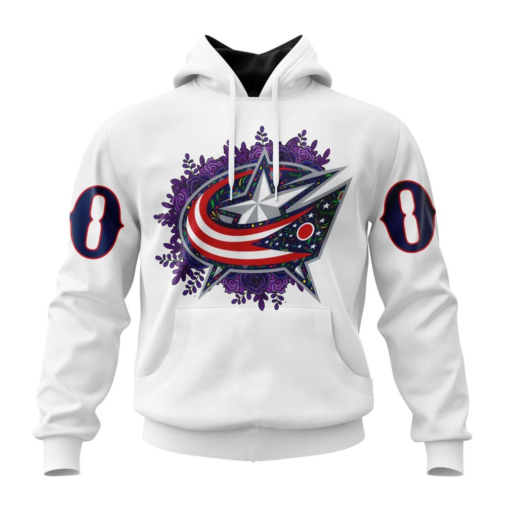 Buildercar - NHL Columbus Blue Jackets Unisex Kits Dia De Muertos Custom Name and Number Hoodie