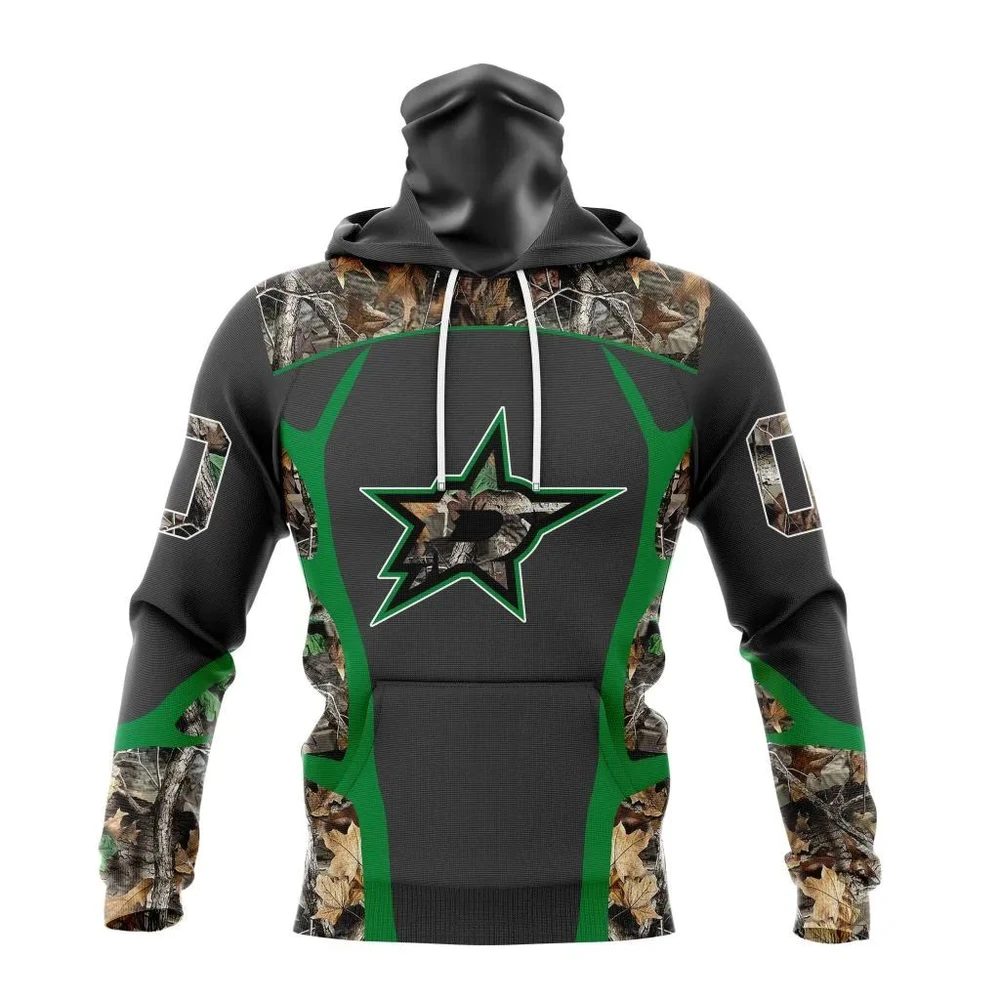 Buildercar - NHL Dallas Stars Awesome Camo Hunting Design Custom Name and Number Hoodie