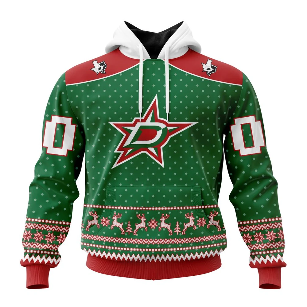 Buildercar - NHL Dallas Stars Awesome Christmas Apparel Custom Name and Number Hoodie