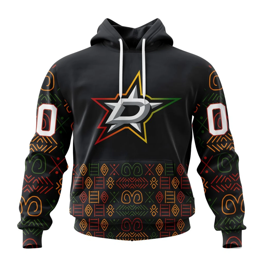 Buildercar - NHL Dallas Stars Awesome Design For Black History Month Custom Name and Number Hoodie