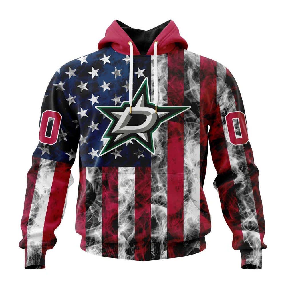 Buildercar - NHL Dallas Stars Awesome Design For Independence Day The Fourth Of July Custom Name and Number Hoodie