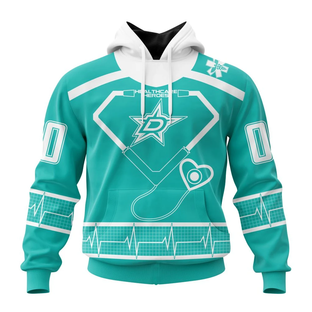 Buildercar - NHL Dallas Stars Awesome Design Honoring Healthcare Heroes Custom Name and Number Hoodie