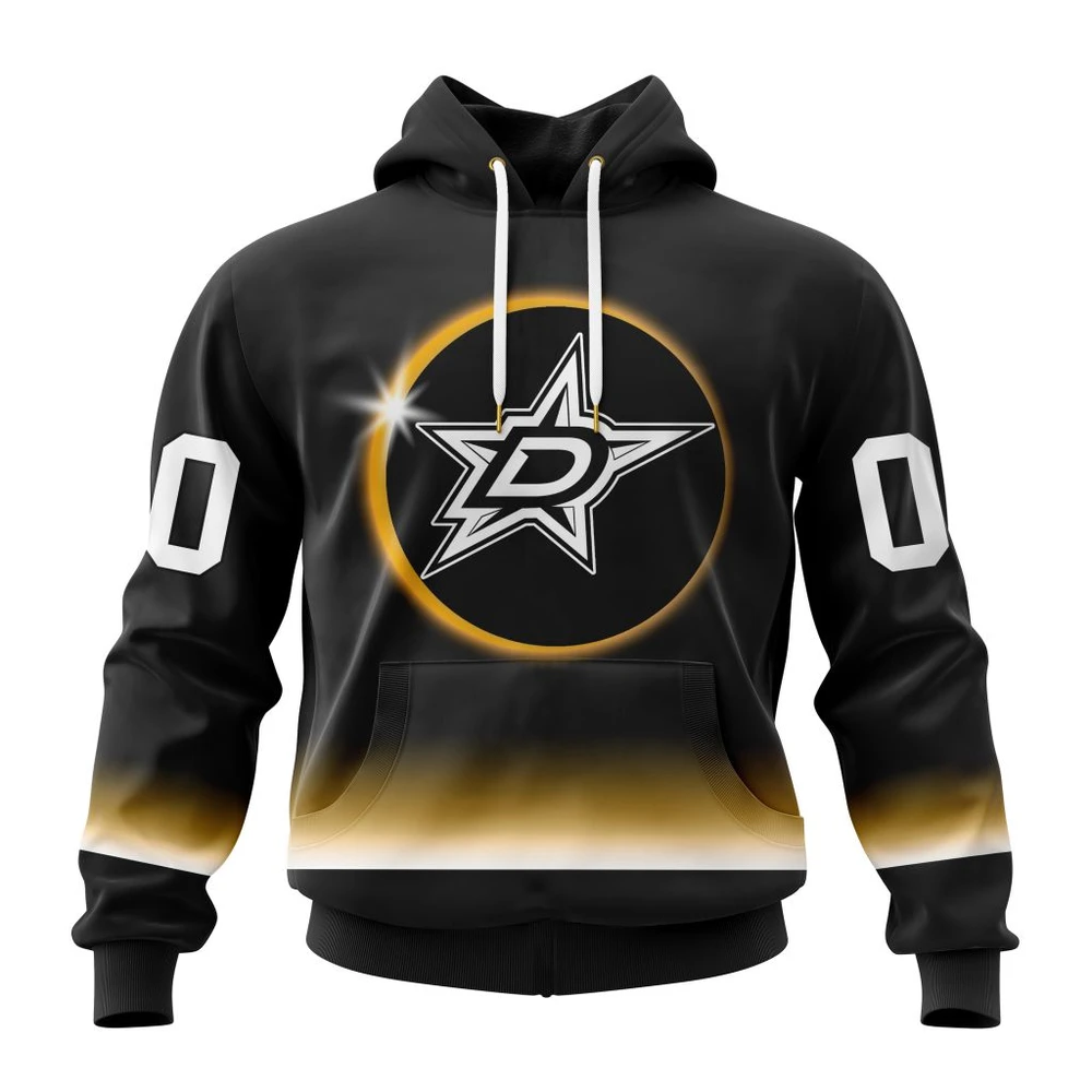 Buildercar - NHL Dallas Stars Awesome Eclipse Design Custom Name and Number Hoodie