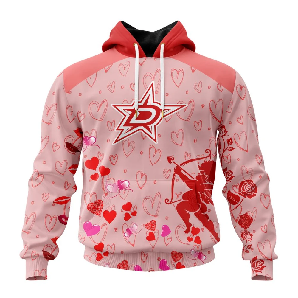 Buildercar - NHL Dallas Stars Awesome Gift For Valentines Day Custom Name and Number Hoodie Style 288