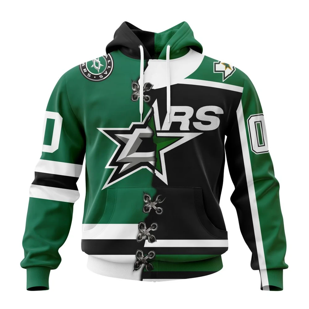 Buildercar - NHL Dallas Stars Awesome Home Mix Reverse Retro Personalized Kits Custom Name and Number Hoodie