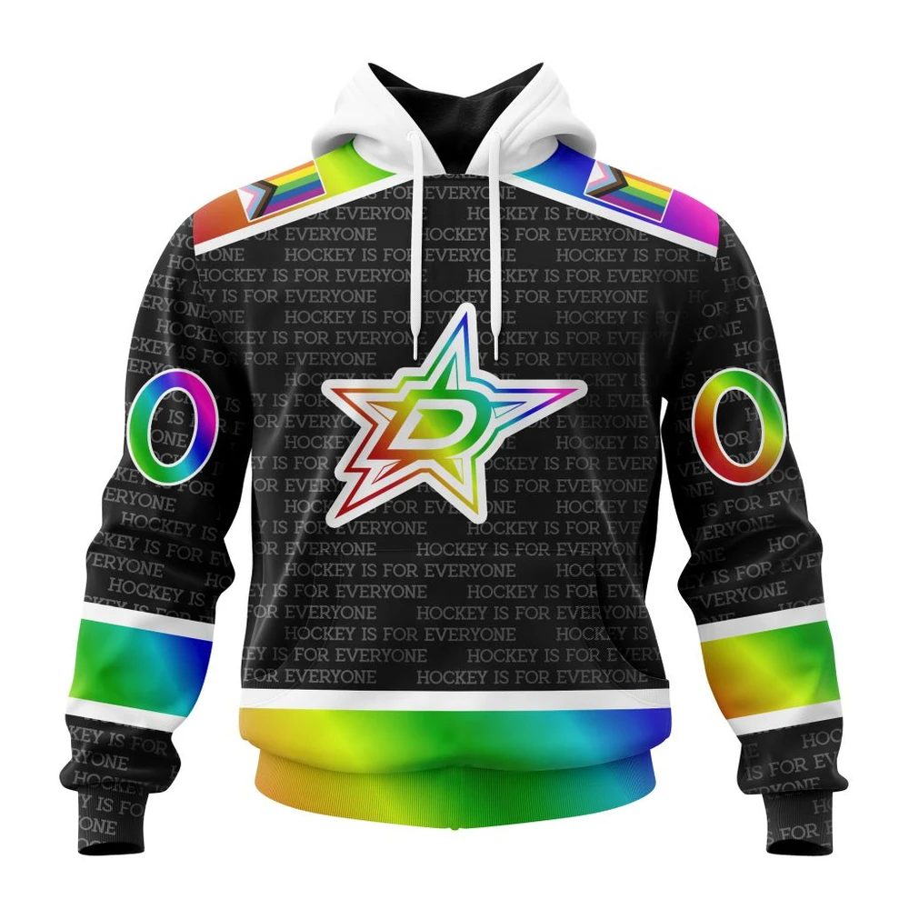 Buildercar - NHL Dallas Stars Awesome Pride Design Hockey Is For Everyone Custom Name and Number Hoodie