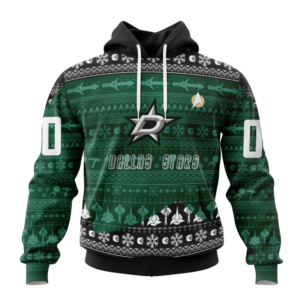 Buildercar - NHL Dallas Stars Awesome Star Trek Design Custom Name and Number Hoodie