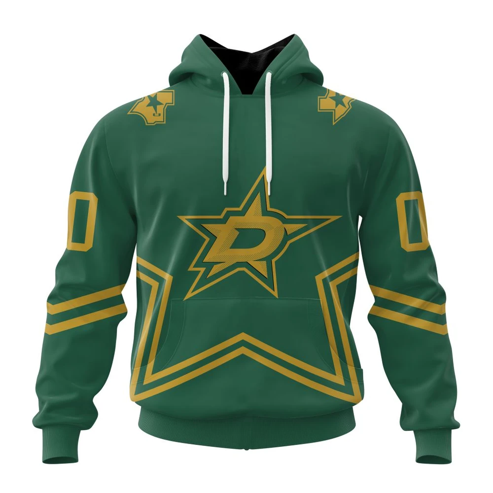 Buildercar - NHL Dallas Stars Awesome Two-Tone Design Custom Name and Number Hoodie