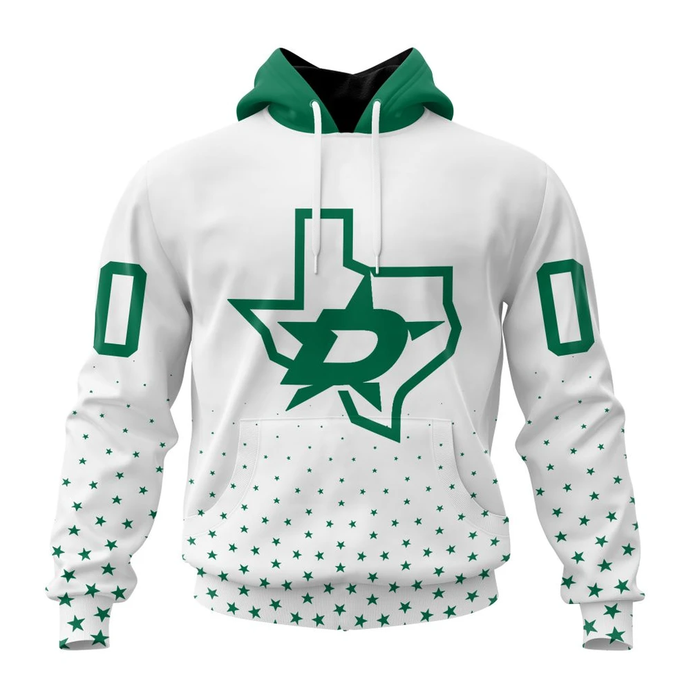 Buildercar - NHL Dallas Stars Awesome Whiteout Design Custom Name and Number Hoodie