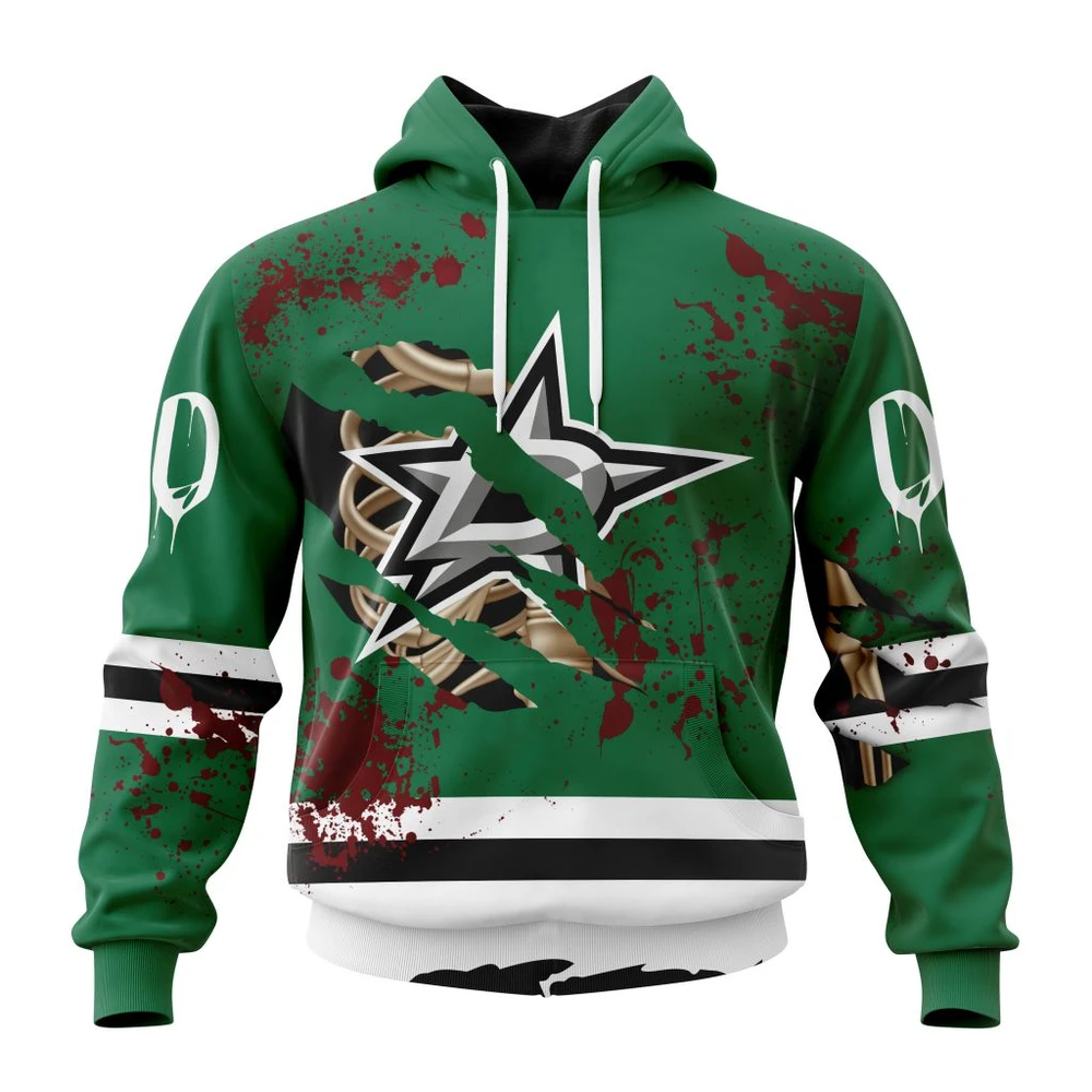 Buildercar - NHL Dallas Stars Design Jersey With Your Ribs For Halloween Custom Name and Number Hoodie