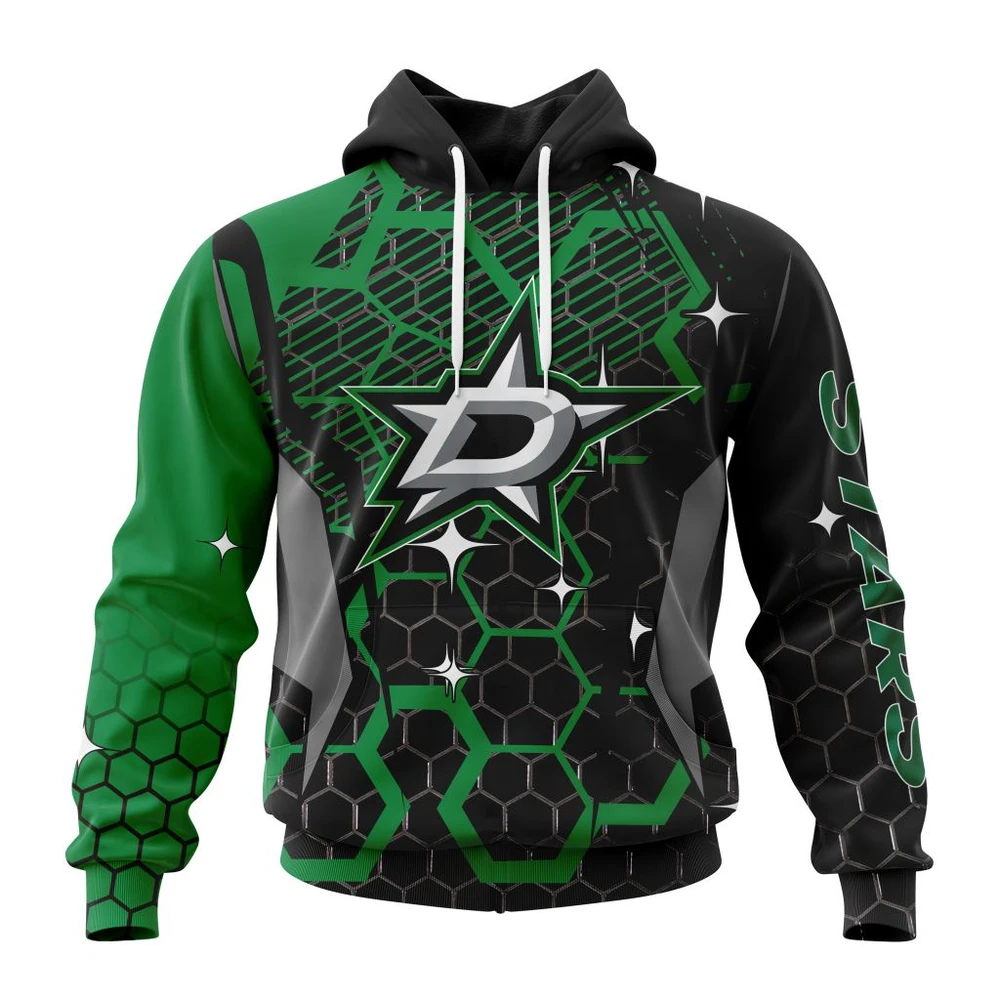 Buildercar - NHL Dallas Stars Design With Motocross Custom Name and Number Hoodie