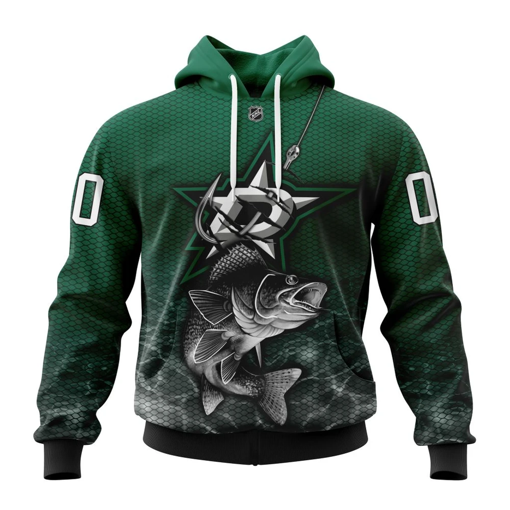 Buildercar - NHL Dallas Stars Fishing Custom Name and Number Hoodie