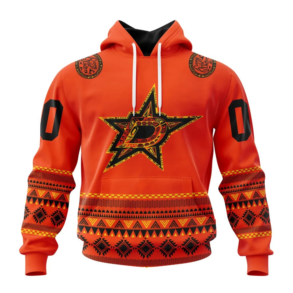 Buildercar - NHL Dallas Stars National Day For Truth And Reconciliation Custom Name and Number Hoodie